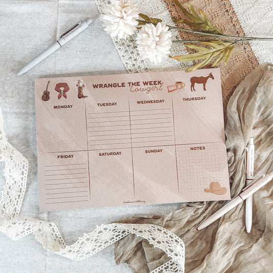 Wrangle Your Week Cowgirl A4 Notepad