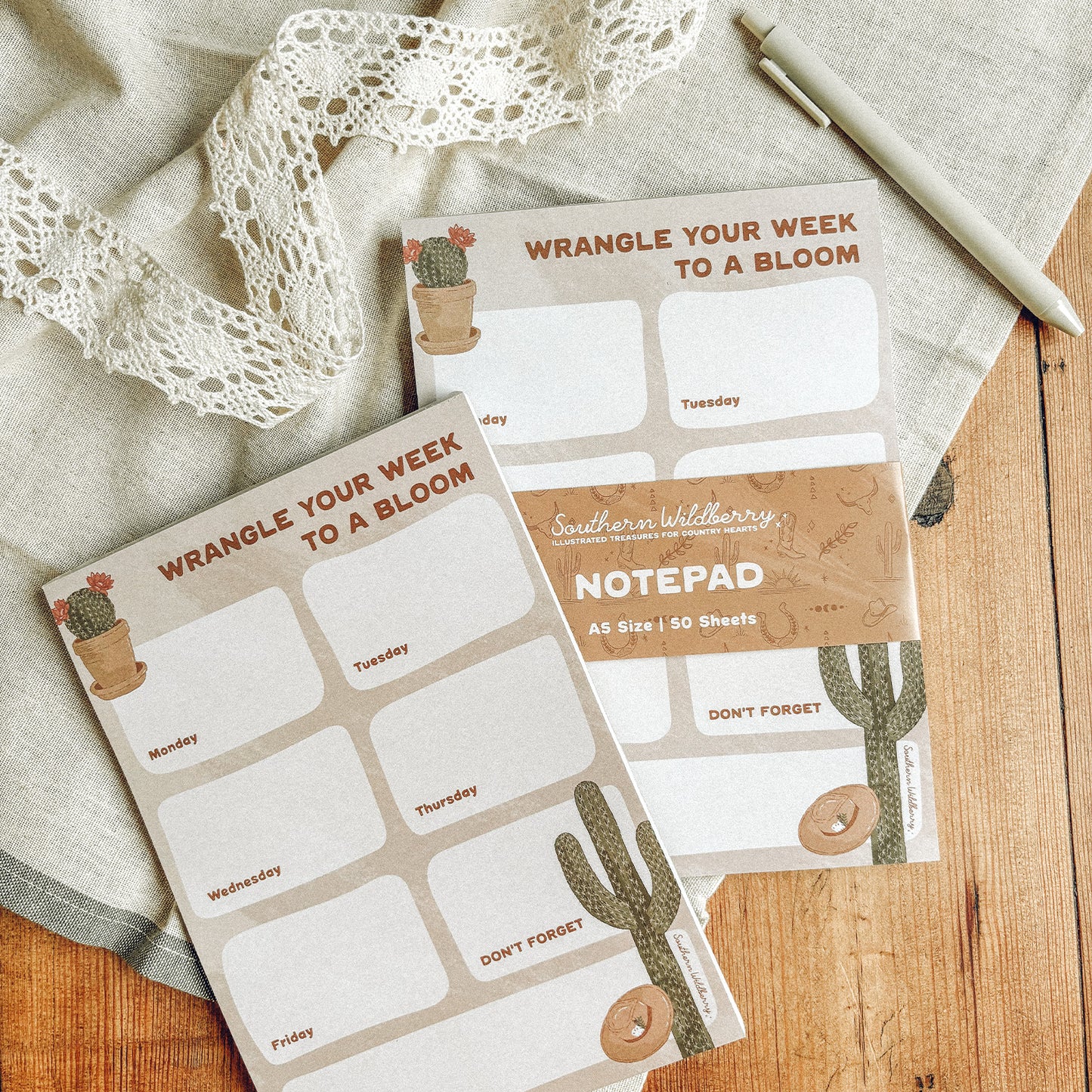 Wrangle Your Week To A Bloom A5 Notepad